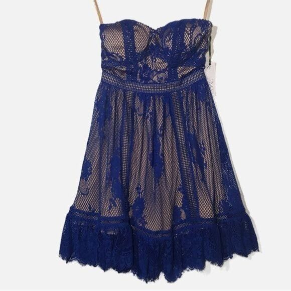 RYSE THE LABEL Strapless Sweetheart Floral Lace Flirty A-Line Mini Dress Size XS - Picture 5 of 10